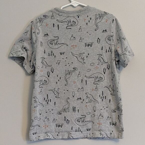 Hanna Andersson Boys Dinosaur Graphic T-Shirt Gray Cotton Short Sleeve Tee 120 - Picture 2 of 6